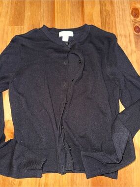 H&M Classic Women's BLACK Crewneck Cardigan Sweater